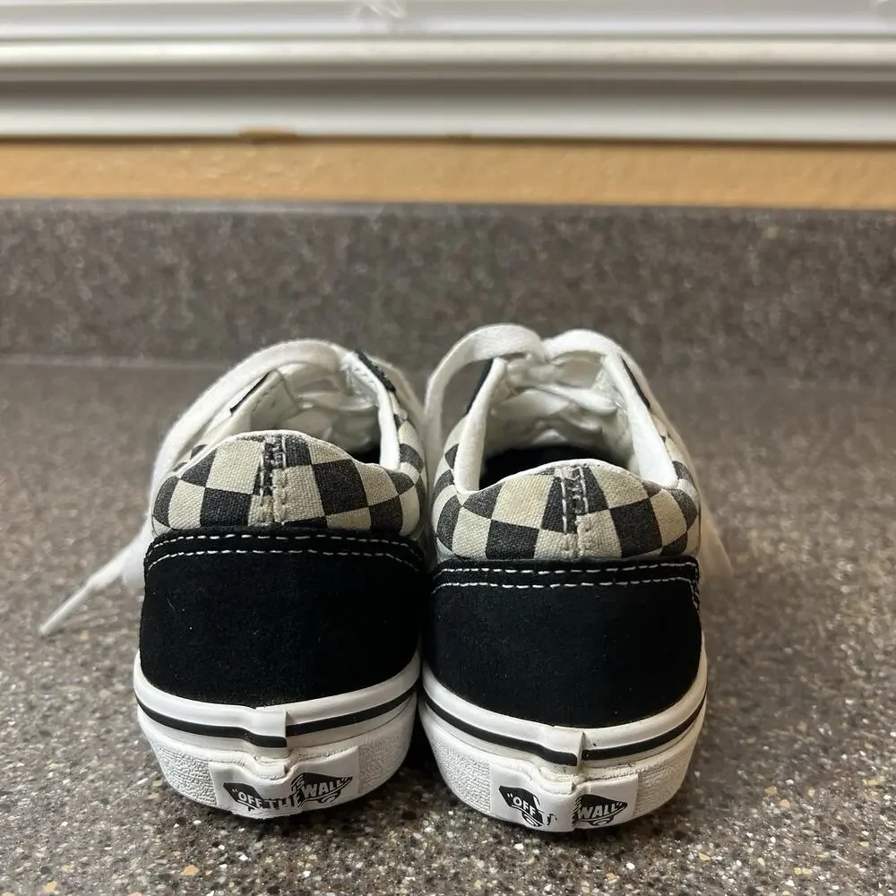 Vans Classic Little Kids Sz 12 Sneaker Shoe Lace Up Low Black Check Suede/Canvas